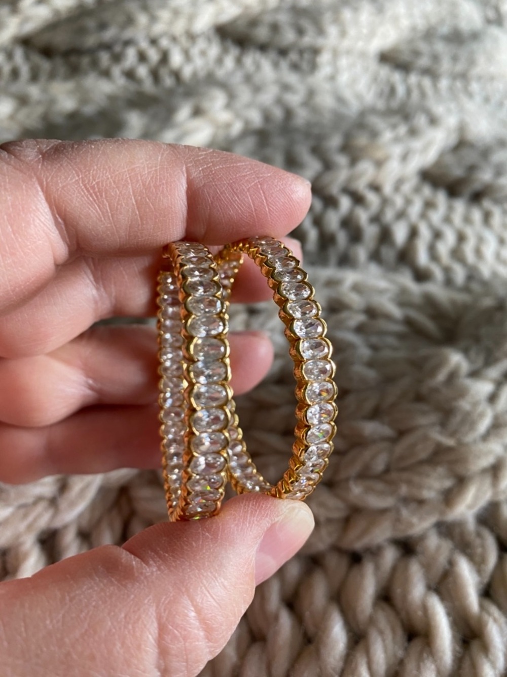 Adrienne Gold Hoop Earrings with Clear Crystals